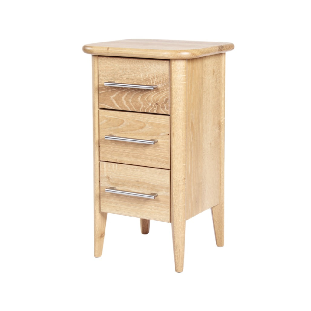 Modern Wooden Nightstand with Three Drawers and Silver Handles