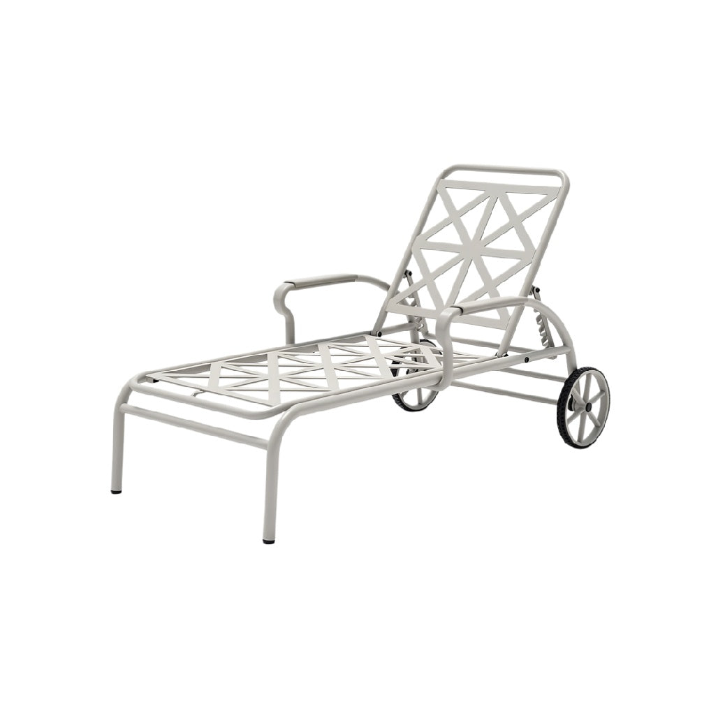 Adjustable Aluminum Lounge Chair with Wheels and Geometric Design