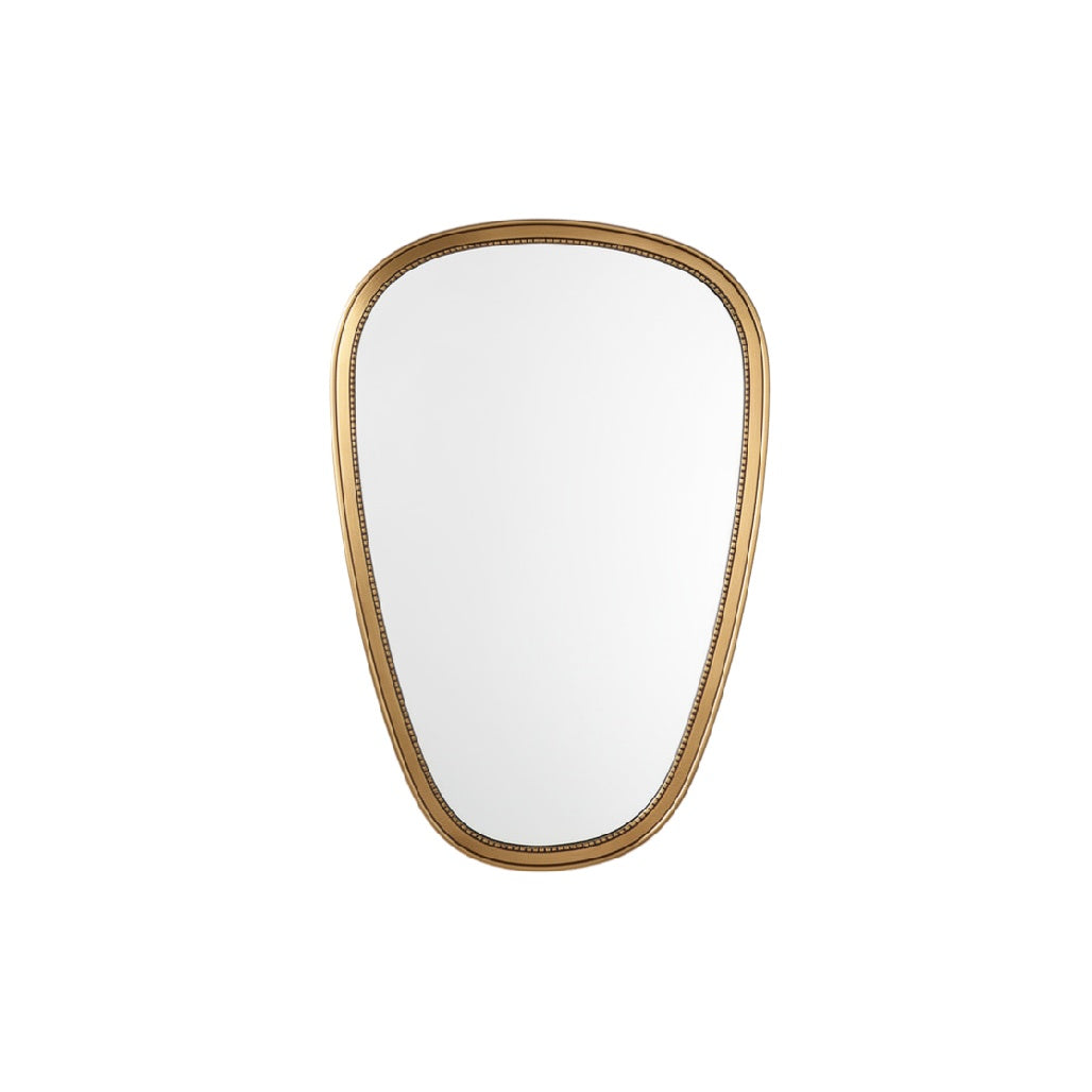 Elegant Gold-Framed Wall Mirror with Unique Tear Drop Shape